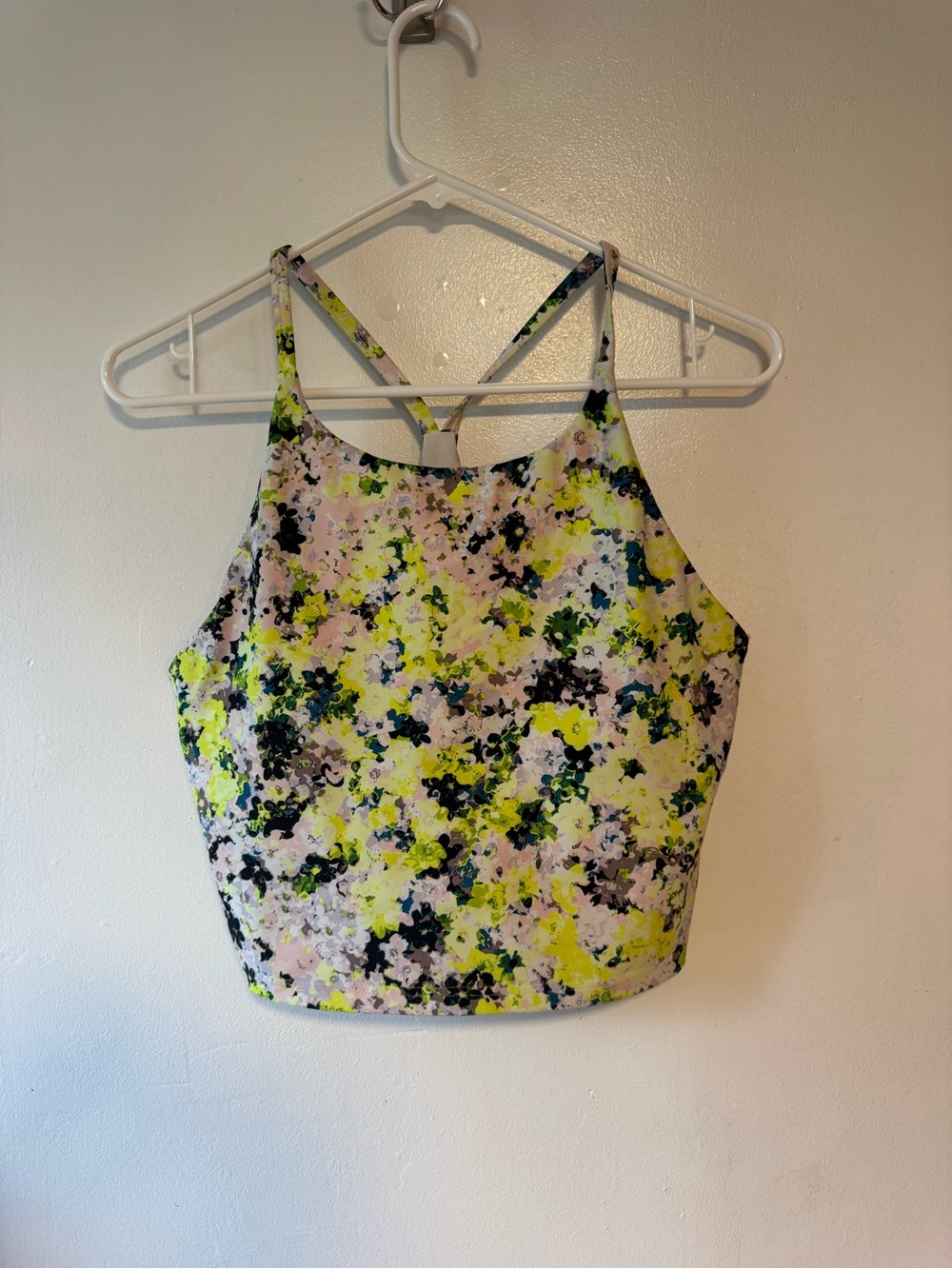 Old Navy Yellow Multi Floral High-Neck Cropped Tank